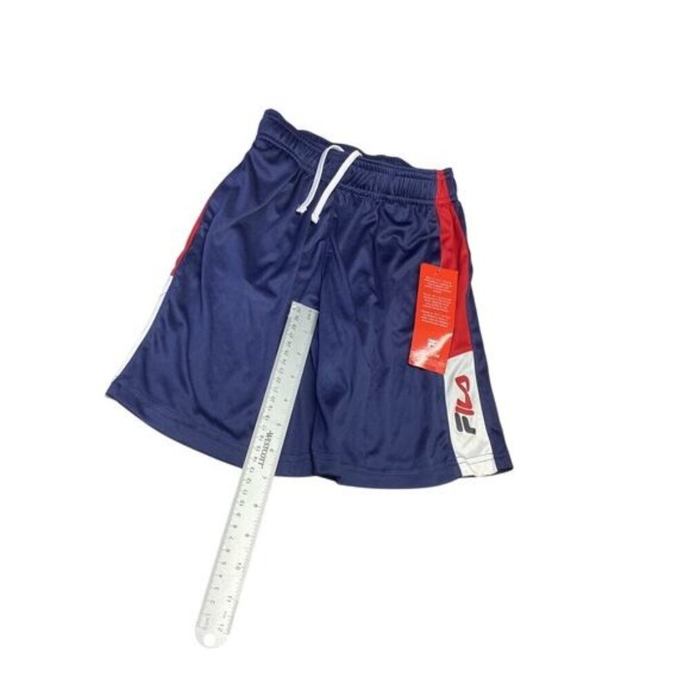 FILA Boys Drawstrings Blue/Red Silk Pull on Basketball/Athletic Shorts Size 7